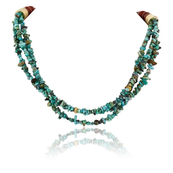 Certified Authentic 3 Strand Navajo .925 Sterling Silver 12kt Gold Filled Twisted Turquoise Native American Necklace 750130-101
