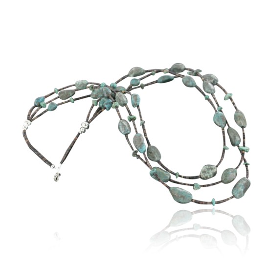 Certified Authentic 3 Strand Navajo .925 Sterling Silver and Turquoise Native American Necklace 370953594665