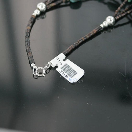 Certified Authentic 3 Strand Navajo .925 Sterling Silver and Turquoise Native American Necklace 370953594665