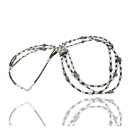 Certified Authentic 3 Strand Navajo .925 Sterling Silver and WHITE Turquoise Native American Necklace 390717736848