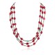Certified Authentic 3 Strand Navajo .925 Sterling Silver Coral and Natural Turquoise Native American Necklace 15774-3