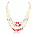3 Strand Navajo .925 Sterling Silver Graduated Heishi and Coral Native American Necklace 15846-3