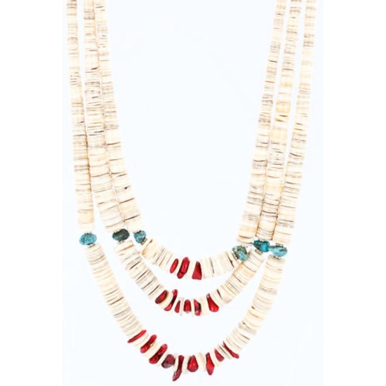 Certified Authentic 3 Strand Navajo .925 Sterling Silver Graduated Heishi and Coral Native American Necklace 390781366842 Certified Authentic 3 Strand Navajo .925 Sterling Silver Graduated Heishi and Coral Native American Necklace 390781366842