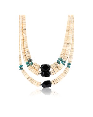 Certified Authentic 3 Strand Navajo .925 Sterling Silver Graduated Heishi and QUARTZ Native American Necklace 7501006-4