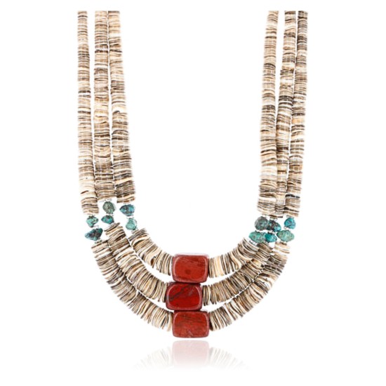 Certified Authentic 3 Strand Navajo .925 Sterling Silver Graduated Heishi and TURQUOISE Native American Necklace 390772850306