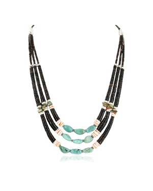 Certified Authentic 3 Strand Navajo .925 Sterling Silver Graduated Heishi, Spiny Oyster and TURQUOISE Neckalce Native American Necklace 391013591825