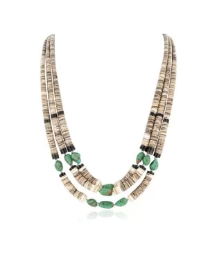 3 Strand Navajo .925 Sterling Silver Graduated Heishi Turquoise Native American Necklace 16005