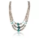 3 Strand Navajo .925 Sterling Silver Graduated Melon Shell and Turquoise Native American Necklace 390757191382