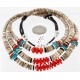 Certified Authentic 3 Strand Navajo .925 Sterling Silver Graduated Melon Shell, Turquoise and Coral Native American Necklace 371065952489