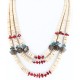 Certified Authentic 3 Strand Navajo .925 Sterling Silver Heishi and Coral Native American Necklace 390777368973