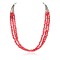 Certified Authentic 3 Strand Navajo .925 Sterling Silver Natural Turquoise and Coral Native American Necklace 16081-1