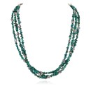 3 Strand Navajo .925 Sterling Silver Natural Turquoise and Mother of Pearl Native American Necklace 25267