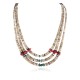 Certified Authentic 3 Strand Navajo .925 Sterling Silver Natural Turquoise Coral Graduated Heishi Native American Necklace 15931-1