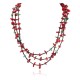 Certified Authentic 3 Strand Navajo .925 Sterling Silver Natural Turquoise Coral Native American Necklace 18117