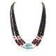 Certified Authentic 3 Strand Navajo .925 Sterling Silver Natural Turquoise Heishi Coral Native American Necklace 16085