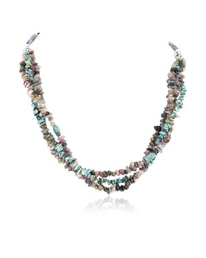 Certified Authentic 3 Strand Navajo .925 Sterling Silver Natural Turquoise Native American Necklace 371054165026