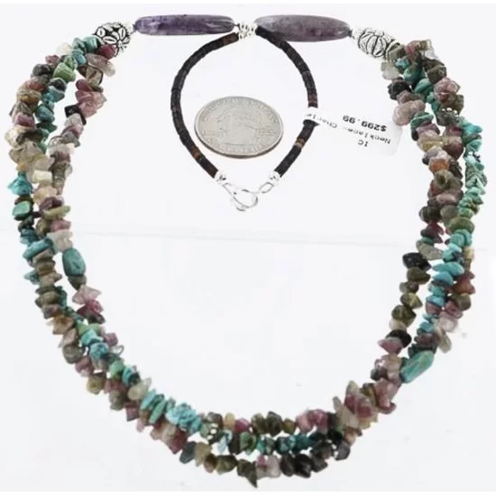 3 Strand Navajo .925 Sterling Silver Natural Turquoise Native American Necklace 371054165026 3 Strand Navajo .925 Sterling Silver Natural Turquoise Native American Necklace 371054165026