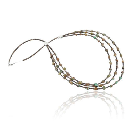 Certified Authentic 3 Strand Navajo .925 Sterling Silver Natural Turquoise Native American Necklace 391059893818