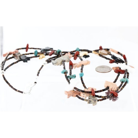 Certified Authentic 3 Strand Navajo .925 Sterling Silver Turquoie, Jasper and Alabaster Native American Necklace 390758586892