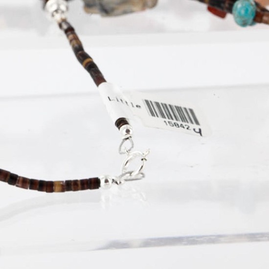 Certified Authentic 3 Strand Navajo .925 Sterling Silver Turquoie, Jasper and Alabaster Native American Necklace 390758586892