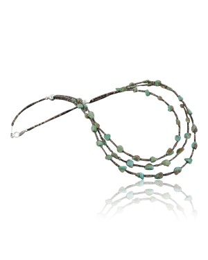 Certified Authentic 3 Strand Navajo .925 Sterling Silver Turquoise 17 Native American Necklace 370954532198