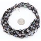 Certified Authentic 3 Strand Navajo .925 Sterling Silver Turquoise and ABALONE Native American Necklace 390801023406