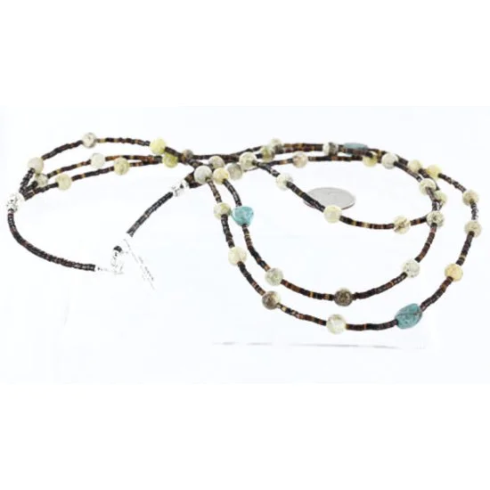 3 Strand Navajo .925 Sterling Silver Turquoise and Agate Native American Necklace 18108-3 3 Strand Navajo .925 Sterling Silver Turquoise and Agate Native American Necklace 18108-3