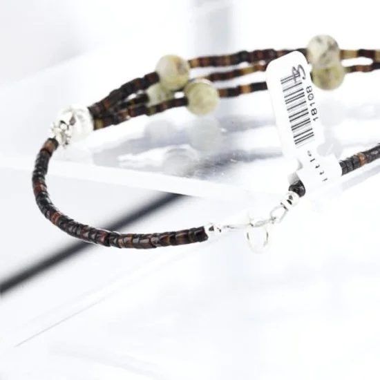 3 Strand Navajo .925 Sterling Silver Turquoise and Agate Native American Necklace 18108-3 3 Strand Navajo .925 Sterling Silver Turquoise and Agate Native American Necklace 18108-3