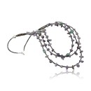 Certified Authentic 3 Strand Navajo .925 Sterling Silver Turquoise and Amethyst Native American Necklace 15585-2222