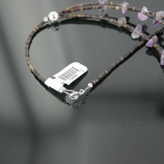 Certified Authentic 3 Strand Navajo .925 Sterling Silver Turquoise and Amethyst Native American Necklace 15585-7 Certified Authentic 3 Strand Navajo .925 Sterling Silver Turquoise and Amethyst Native American Necklace 15585-7
