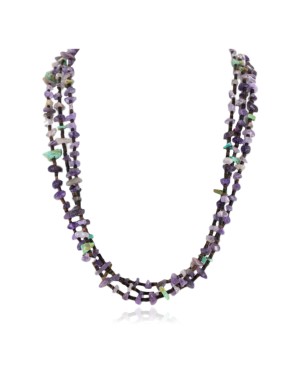 Certified Authentic 3 Strand Navajo .925 Sterling Silver Turquoise and AMETHYST Native American Necklace 15980-3