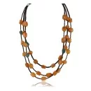 3 Strand Navajo .925 Sterling Silver Turquoise and Carnelian Native American Necklace 15778-21