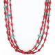 Certified Authentic 3 Strand Navajo .925 Sterling Silver Turquoise and Coral 1251 Native American Necklace 371034878387