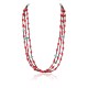 Certified Authentic 3 Strand Navajo .925 Sterling Silver Turquoise and Coral 1251 Native American Necklace 371034878387