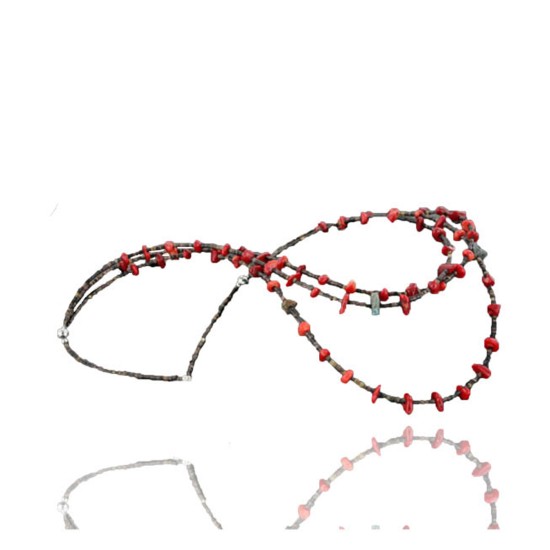 Certified Authentic 3 Strand Navajo .925 Sterling Silver Turquoise and Coral Native American Necklace 15401-7 Certified Authentic 3 Strand Navajo .925 Sterling Silver Turquoise and Coral Native American Necklace 15401-7