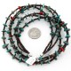 Certified Authentic 3 Strand Navajo .925 Sterling Silver Turquoise and Coral Native American Necklace 15649-22