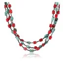 3 Strand Navajo .925 Sterling Silver Turquoise and Coral Native American Necklace 371008790139