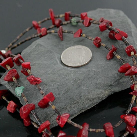 Certified Authentic 3 Strand Navajo .925 Sterling Silver Turquoise and Coral Native American Necklace 371322600344 Certified Authentic 3 Strand Navajo .925 Sterling Silver Turquoise and Coral Native American Necklace 371322600344