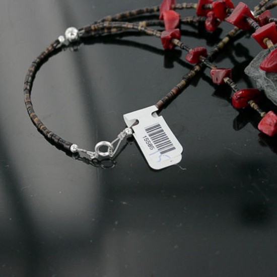 Certified Authentic 3 Strand Navajo .925 Sterling Silver Turquoise and Coral Native American Necklace 371322600344 Certified Authentic 3 Strand Navajo .925 Sterling Silver Turquoise and Coral Native American Necklace 371322600344