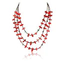 3 Strand Navajo .925 Sterling Silver Turquoise and Coral Native American Necklace 390747348817