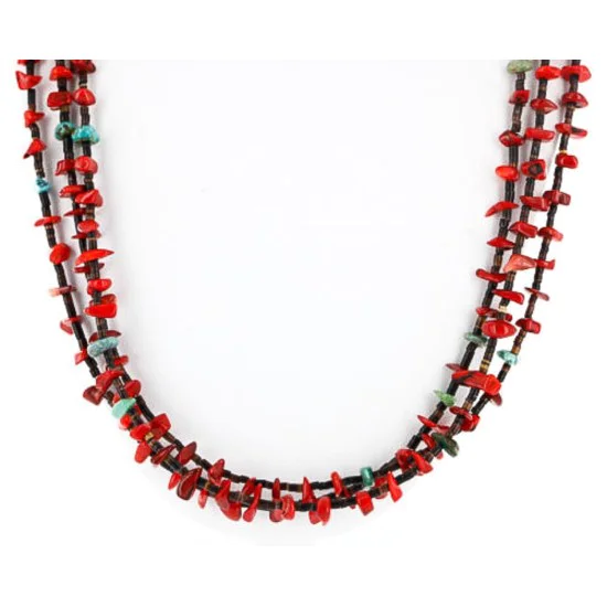 3 Strand Navajo .925 Sterling Silver Turquoise and Coral Neckalce Native American Necklace 371337540213 3 Strand Navajo .925 Sterling Silver Turquoise and Coral Neckalce Native American Necklace 371337540213