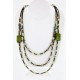 Certified Authentic 3 Strand Navajo .925 Sterling Silver Turquoise and Gaspeite Native American Necklace 15835-15