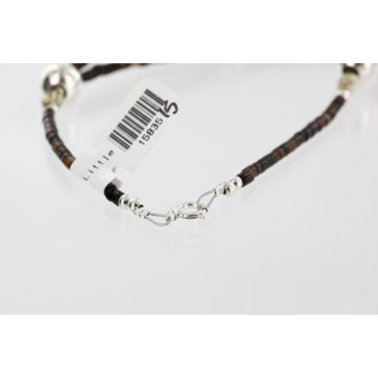 Certified Authentic 3 Strand Navajo .925 Sterling Silver Turquoise and Gaspeite Native American Necklace 15835-15