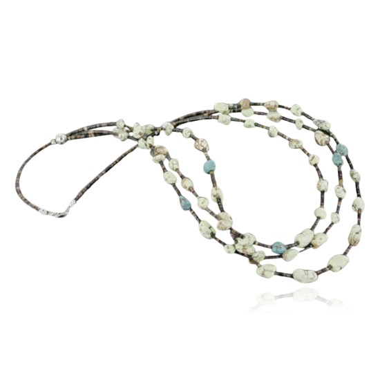Certified Authentic 3 Strand Navajo .925 Sterling Silver Turquoise and Gaspeite Native American Necklace 370957166234