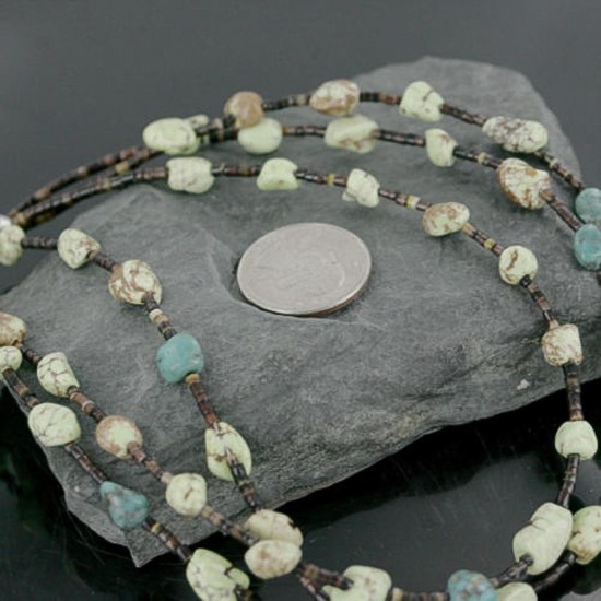Certified Authentic 3 Strand Navajo .925 Sterling Silver Turquoise and Gaspeite Native American Necklace 370957166234