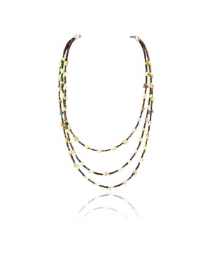 Certified Authentic 3 Strand Navajo .925 Sterling Silver Turquoise and Gaspeite Native American Necklace 370991409546