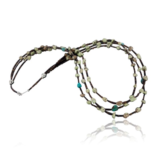 Certified Authentic 3 Strand Navajo .925 Sterling Silver Turquoise and Gaspeite Native American Necklace 390651843663