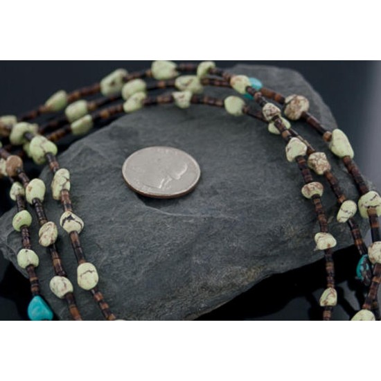 Certified Authentic 3 Strand Navajo .925 Sterling Silver Turquoise and Gaspeite Native American Necklace 390651843663