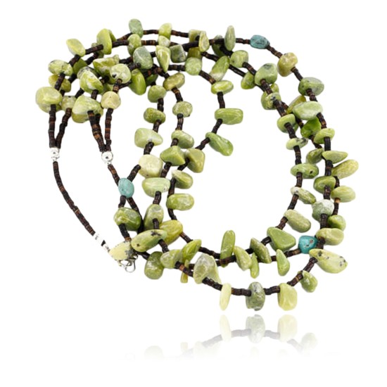 Certified Authentic 3 Strand Navajo .925 Sterling Silver Turquoise and GREEN AGATE Native American Necklace 371027190059