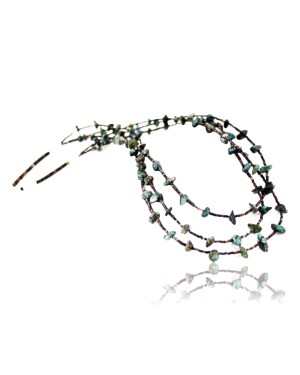 Certified Authentic 3 Strand Navajo .925 Sterling Silver Turquoise and Heishi Native American Necklace 15621-11